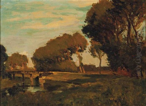 Autumn Landscape With Stream Oil Painting by William S. Robinson