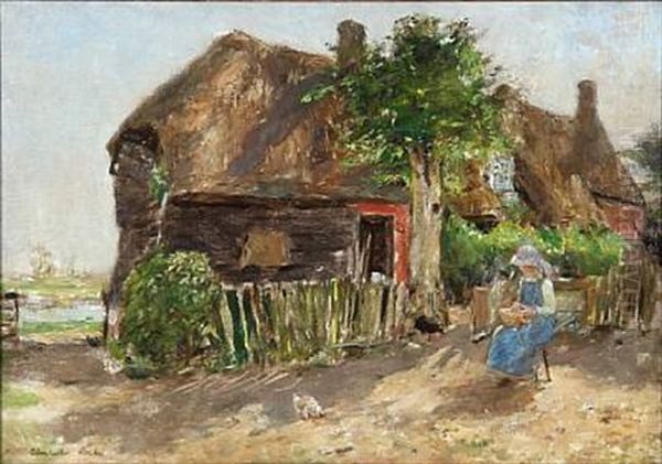 Brittany Farmhouse Oil Painting by Alexander Ignatius Roche