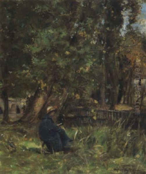 Early Autumn - Grez Oil Painting by Alexander Ignatius Roche