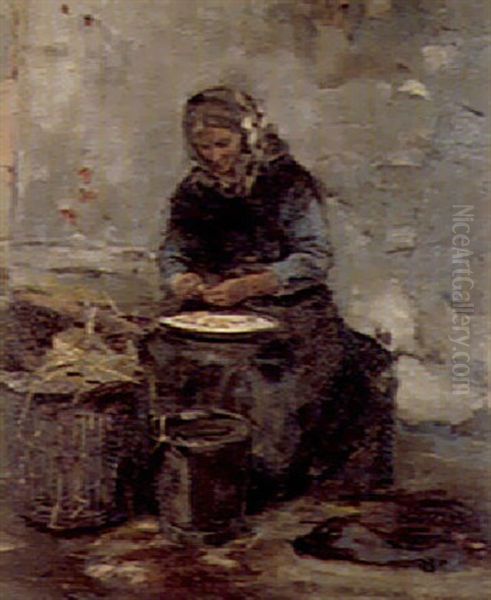 Baiting The Line Oil Painting by Alexander Ignatius Roche