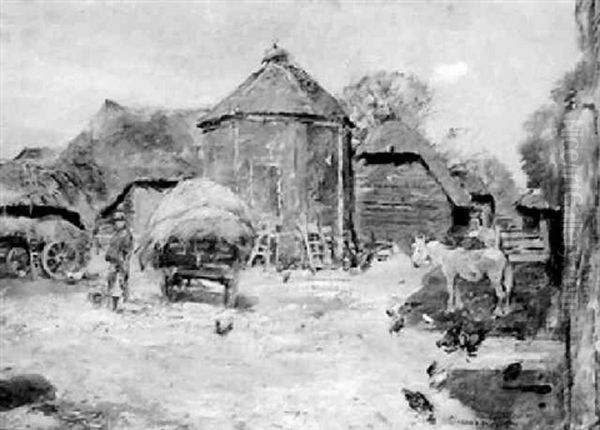 The Farmyard Oil Painting by Alexander Ignatius Roche