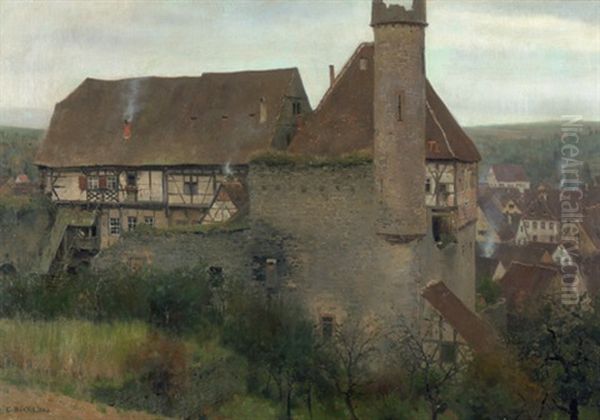 Das Obere Schloss Von Talheim Bei Heilbronn Oil Painting by Carl Roechling