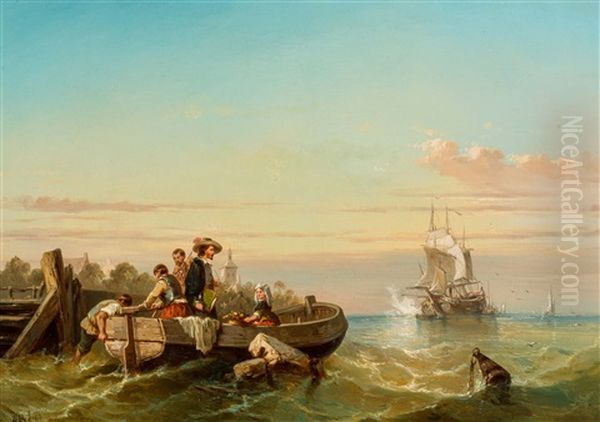 The Return Of The Merchantman Oil Painting by Charles Rochussen