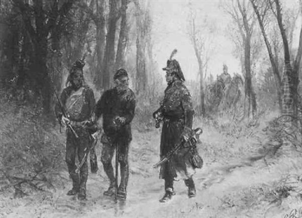 Soldaten In Het Bos In De Winter Oil Painting by Charles Rochussen