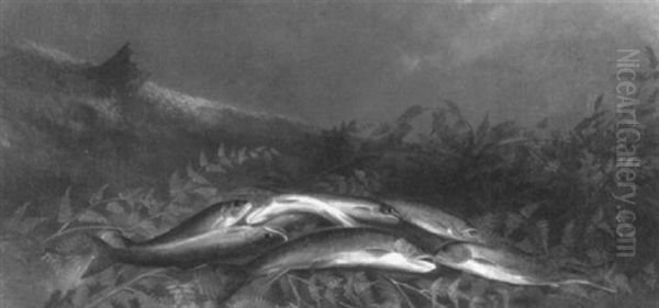 Still Life With Trout Oil Painting by Augustus Rockwell