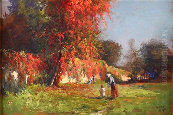 Decorazione Autunnale, 1916 Oil Painting by Leonardo Roda