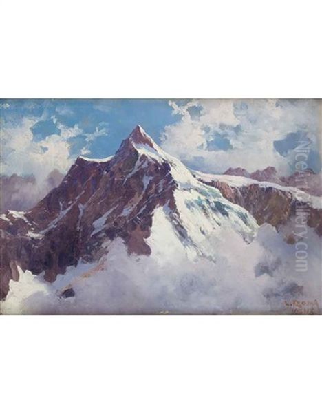 Il Cervino Innevato Oil Painting by Leonardo Roda
