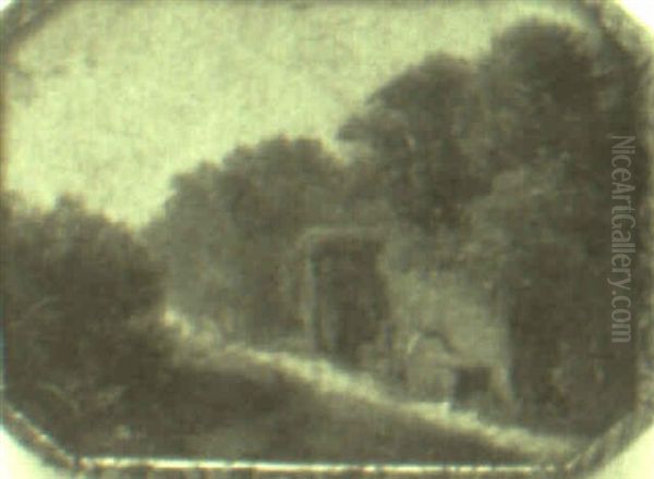 Miniatur Mit Landschaftsdarstellung Oil Painting by Carl Gustav Rodde