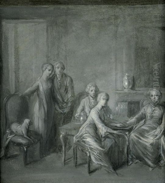 Interieur Mit Kleiner Tischgesellschaft Oil Painting by Bernhard Rode