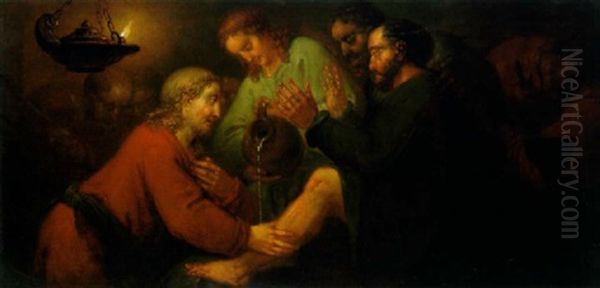 Christus Wascht Die Fuse Seiner Junger Oil Painting by Bernhard Rode