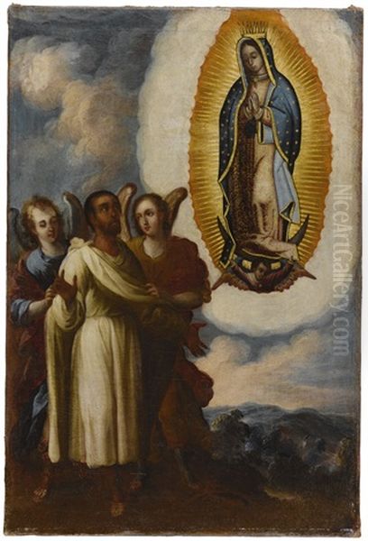 Virgen De Guadalupe Y Juan Diego Oil Painting by Juan Rodriguez Juarez