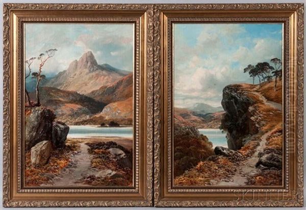 Pair Of Highland Landscapes Oil Painting by Clarence Roe