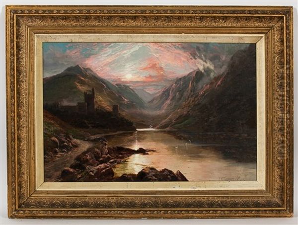 Lough Veagh And Glenveagh Castle, Letterkenny, County Donegal Oil Painting by Clarence Roe