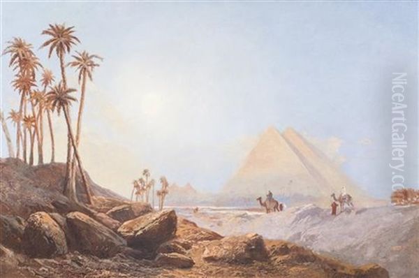 Pyramids In Egypt Oil Painting by Clarence Roe