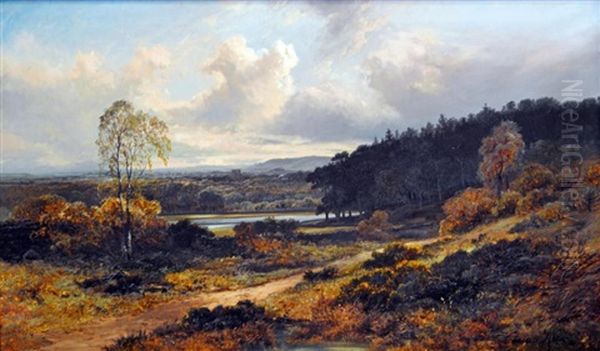 Panoramic River Valley Scene With Castle Tower In The Centre Oil Painting by Clarence Roe