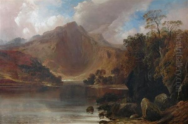 Calm On A Highland Loch Oil Painting by Clarence Roe
