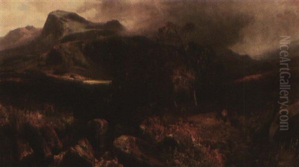 Hunter On A Highland Path Oil Painting by Clarence Roe