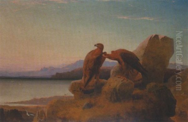 Eagle's Rock, Near Oban On The West Coast Of Scotland Oil Painting by Clarence Roe