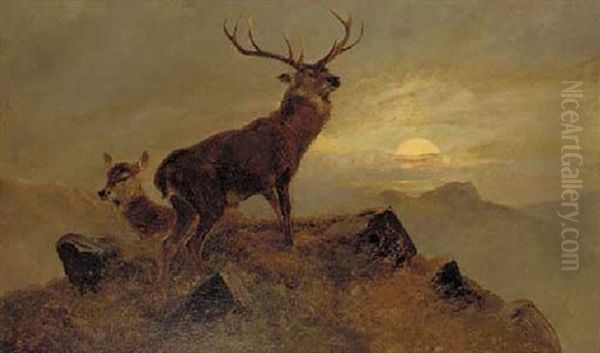 Dusk Over The Highlands Oil Painting by Clarence Roe