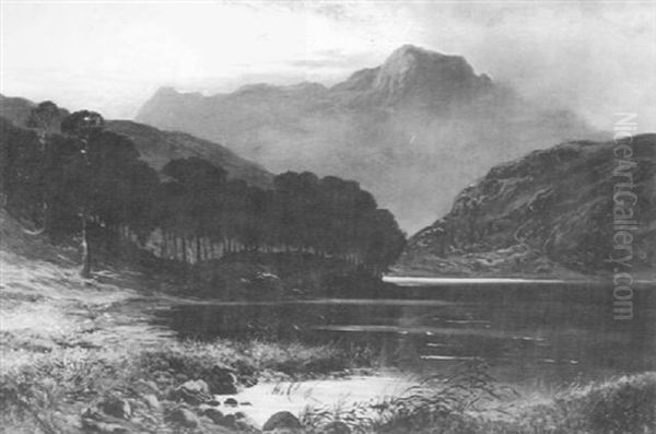 Highland Landscape At Dusk Oil Painting by Clarence Roe