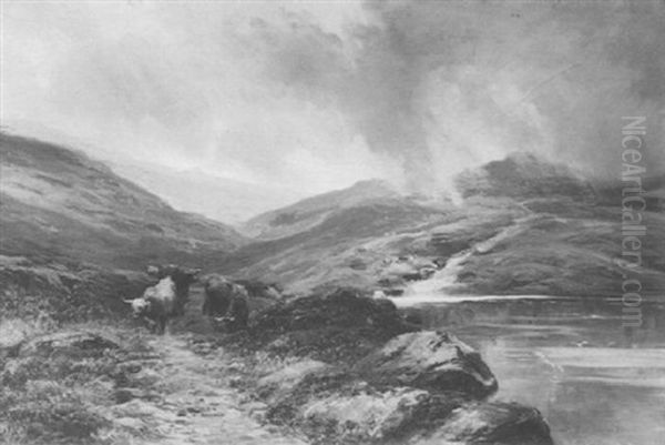 Rain In The Highlands Oil Painting by Clarence Roe