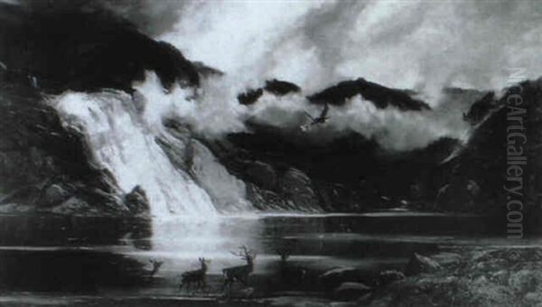 Near The Eagle's Eyrie Oil Painting by Clarence Roe