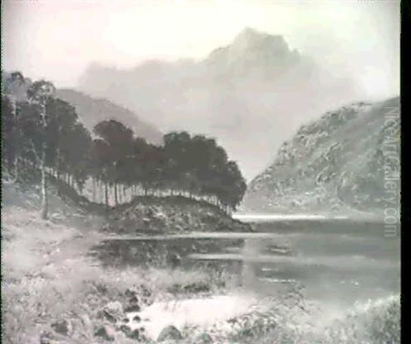 Highland Landscape At Dusk Oil Painting by Clarence Roe