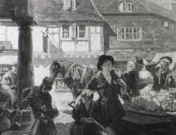 Sunny Market Oil Painting by Fred Roe