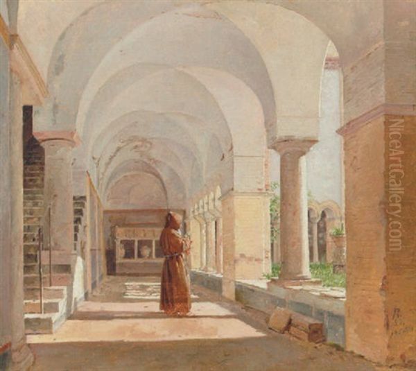 Klostergarden Til St. Lorenzo Fuori Le Mura Di Roma Oil Painting by Jorgen Roed