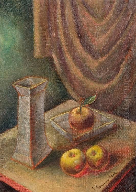 Still Life With Apples Oil Painting by Waclaw Borowski