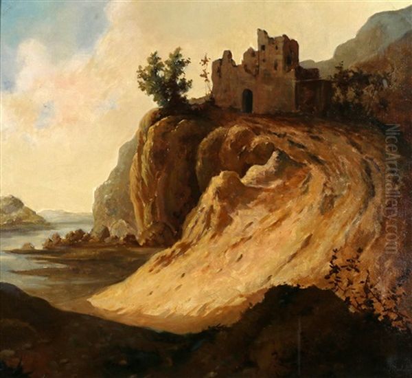 Een Ruine Aan Zee Oil Painting by Jacobus Jan Roelofsen