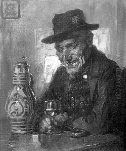 Frohlicher Munchner Weintrinker Oil Painting by August Roeseler