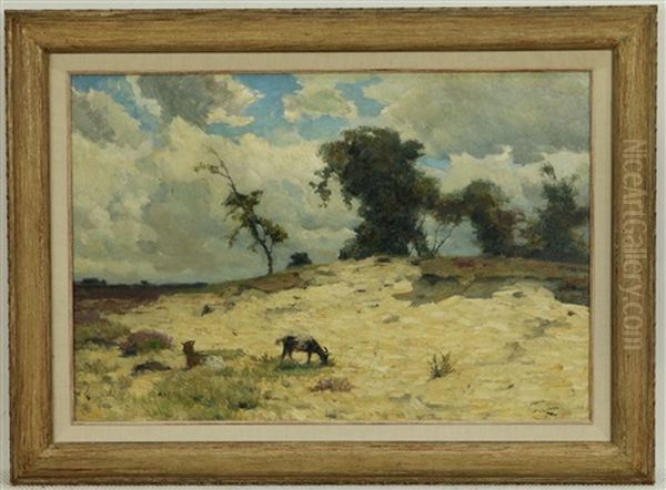 Heidelandschap Met Geiten Op Een Zandheuvel Oil Painting by Louis Albert Roessingh