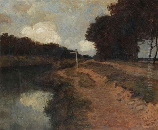 Le Long Du Canal / Beilen Oil Painting by Louis Albert Roessingh