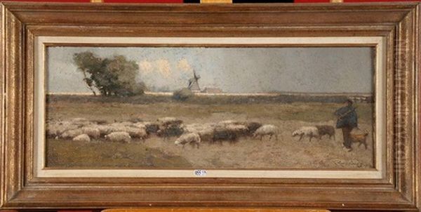 Berger Et Son Troupeau Oil Painting by Louis Albert Roessingh