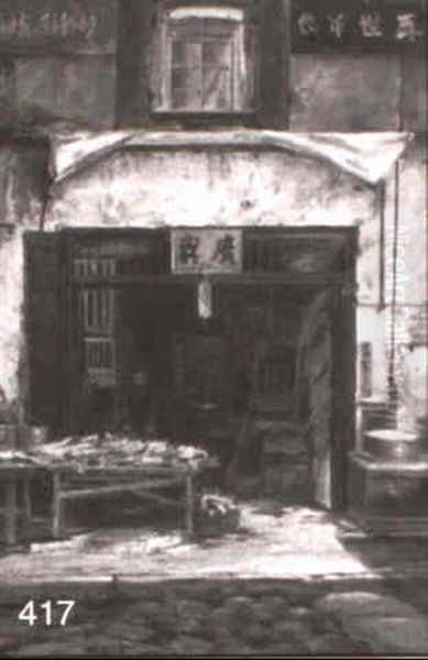 Fishmonger's Shop Oil Painting by Charles Rogers