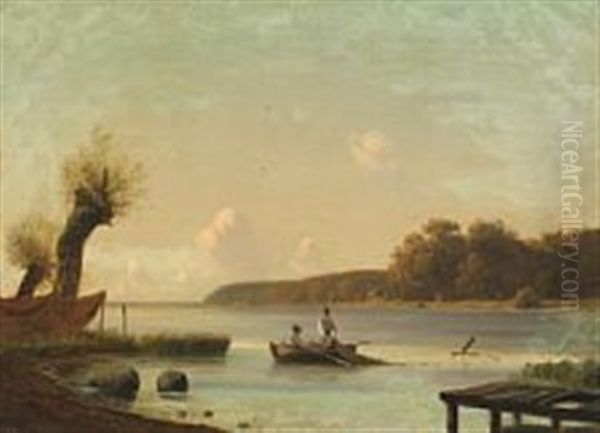 Fishermen In A Boat Oil Painting by Frederik Rohde
