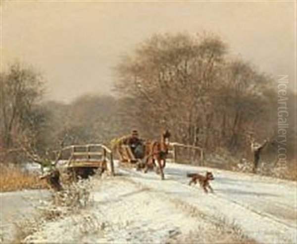 Sledge Running Oil Painting by Frederik Rohde