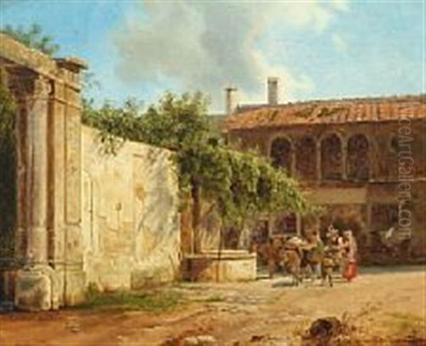 An Italian Osteria Oil Painting by Frederik Rohde