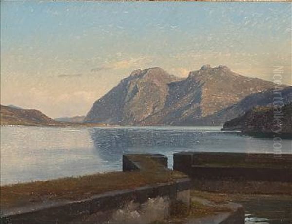 View From The Lake Garda Oil Painting by Frederik Rohde