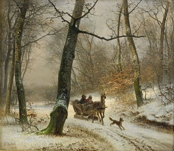 Vinterlandskap Med Slade Oil Painting by Frederik Rohde