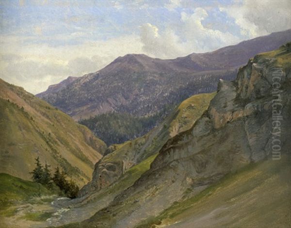 Alpenlandschaft Im Tiroler Etschtal Oil Painting by Frederik Rohde