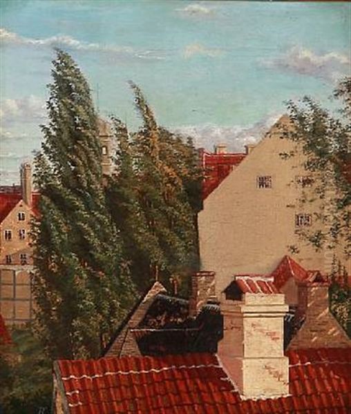 View Over The Rooftops Of Copenhagen Oil Painting by Frederik Rohde