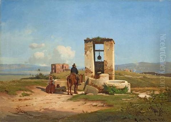 Campagnalandschaft Mit Ziehbrunnen Oil Painting by Frederik Rohde
