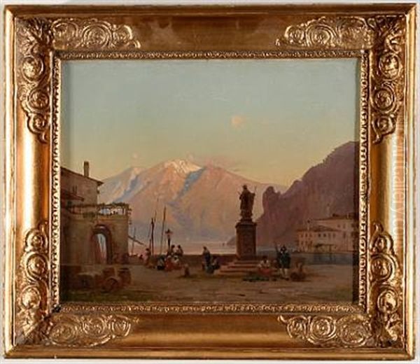 View Of Lake Garda Oil Painting by Frederik Rohde