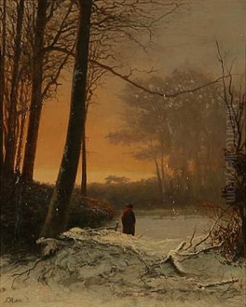 Winter Forest Landscape Oil Painting by Frederik Rohde