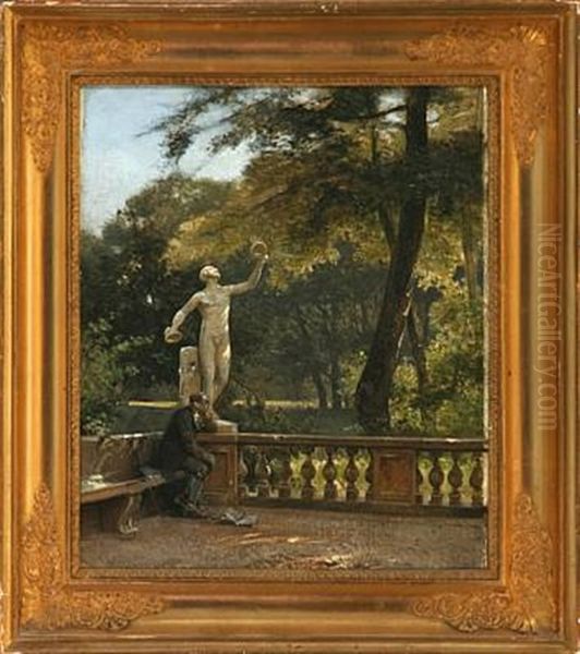 Fra Villa Borghese (from Villa Borghese) Oil Painting by Frederik Rohde