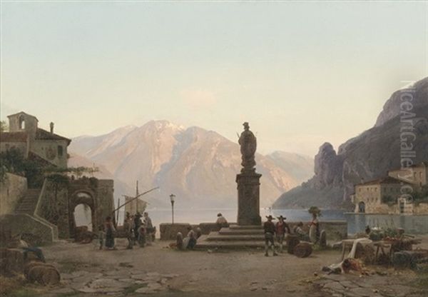 Torvepladsen I Riva Ved Lago Di Garda Oil Painting by Frederik Rohde