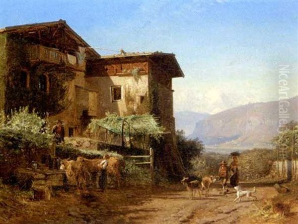Parti Fra En Italiensk Landsby Oil Painting by Frederik Rohde