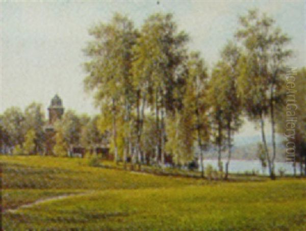 Sommerlandskab, Antagelig Fra Sverige Oil Painting by Frederik Rohde